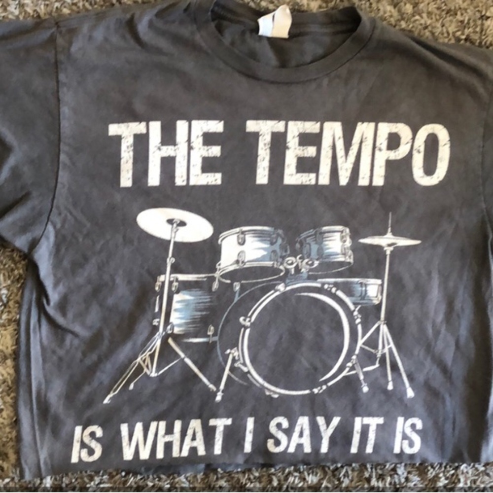 Port &  Company Gray 'The Tempo' Drum Graphic Tee (M)